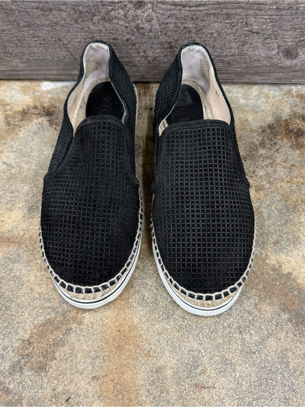 Jimmy Choo Black Dawn Textured Slip-On Espadrilles